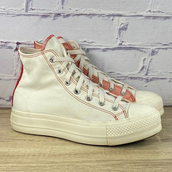 Converse Chuck Taylor All Star Lift Platform Pink Heart Women's 9 High Top Shoes - Picture 3 of 9